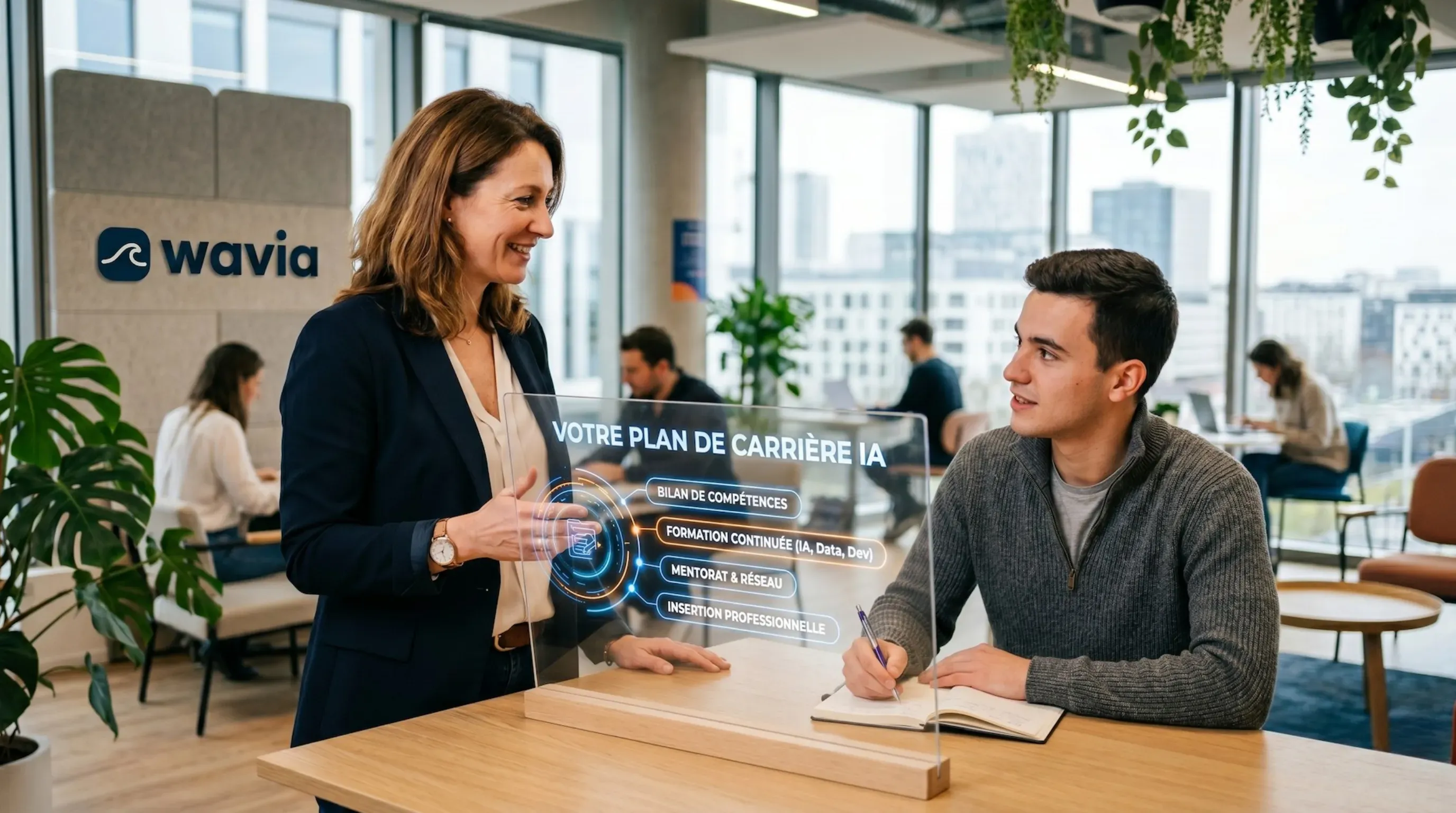Professionnel en reconversion IA qui transforme sa fiche de poste