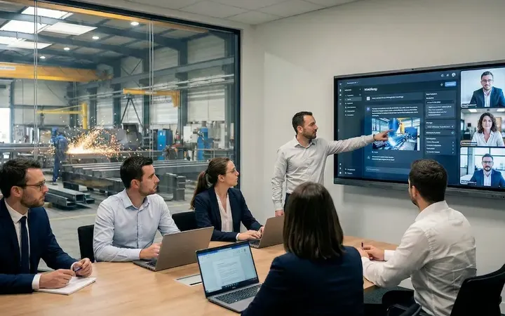 Formation IA en salle de réunion, sur un site industriel