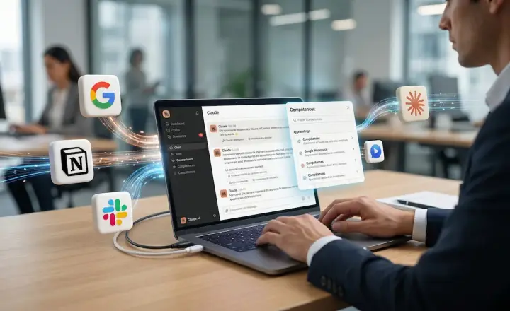 Ordinateur portable avec Claude et des outils connectés