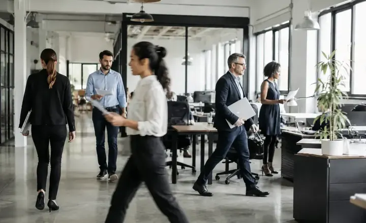 Des collaborateurs dans les bureaux lumineux d'une entreprise